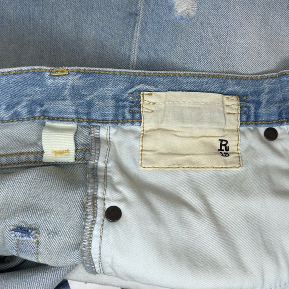 R13 Damin Pleated Shorts Lennon Blue Cut Off Frayed High Waist Sz 27 - Picture 5 of 7